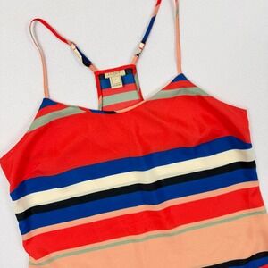 J.Crew Womens Pink Blue Striped Racerback Cami Tank Top Size 8